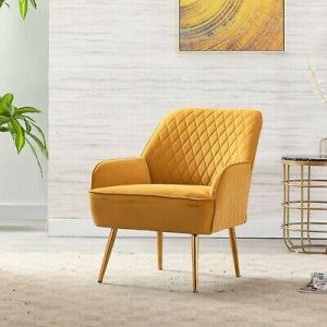 samarshop Modern Soft Velvet Ergonomics Accent Chair Living Room Bedroom Chair Yellow