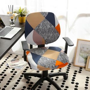 samarshop 2pcs/set Universal Office Split Chair Cover Elastic Spandex Chair Back Cover+Seat Cover Anti-dirty Office Computer Chair Cover
