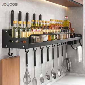 Joybos Kitchen Storage Shelf Wall-mounted Spice Racks Space Aluminum Multifunctional Punch-free Kitchen Shelf Kichen Organizer