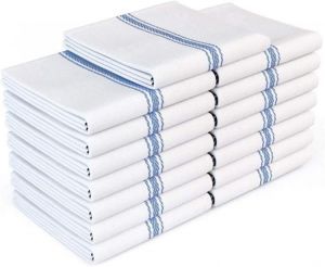 Zeppoli Classic Kitchen Towels 15-Pack - 100% Natural Cotton Dish Towels - Reusable Cleaning Cloths - Super Absorbent - Machine Wa