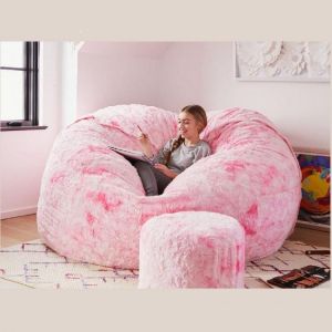 Dropshipping 7FT 183cm Fur Giant Removable Washable Bean Bag Bed Cover Comfortable Living Room Furniture Lazy Sofa Coat