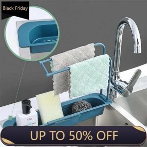 Telescopic Sink Shelf Expandable Storage Drain Basket Kitchen Telescopic Sink Rack Organizer Rack Faucet Storage Kitchen Tools