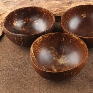 Craft Decor Tableware Coconut Shell Wood Bowl Candy Dishes Specialty Snack Fruit Salad Food Plates Creative Kitchen Bowl Dishes