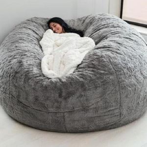 samarshop Soft Warm 7FT 183*90cm Fur Giant Removable Washable Bean Bag Bed Cover Comfortable Living Room Furniture Lazy Sofa Coat