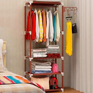 samarshop Simple Metal Iron Coat Rack Floor Standing Clothes Hanging Storage Shelf Clothes Hanger Racks Bedroom Furniture Home Organizer