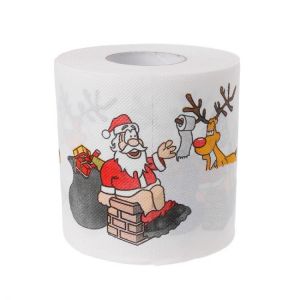 2 Layers Durable Printed Paper Christmas Santa Claus Deer Toilet Roll Paper Tissue Living Room Sanitary Paper Toilet Tissue