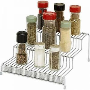 Spice Organizer Kitchen Cabinet Spice Shaker 3-Tier Rack Spices Storage Chrome