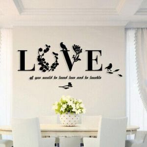 samarshop כלי בית ומטבח Decor 3D Mirror Love Wall Stickers Acrylic Decal Home DIY Art BA Quote FlowBE