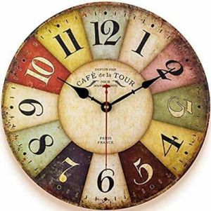 samarshop כלי בית ומטבח Qukueoy 12 Inch Thick Wood Kitchen Wall Clock Retro Farmhouse Clocks for Livi...