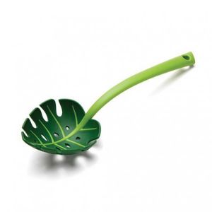 samarshop כפיות - معالق  Green Monstera Leaf Colander Multifunctional Long-Handled Spaghetti Slotted Serving Spoon Salad Slotted Spoon For Home Kitchen